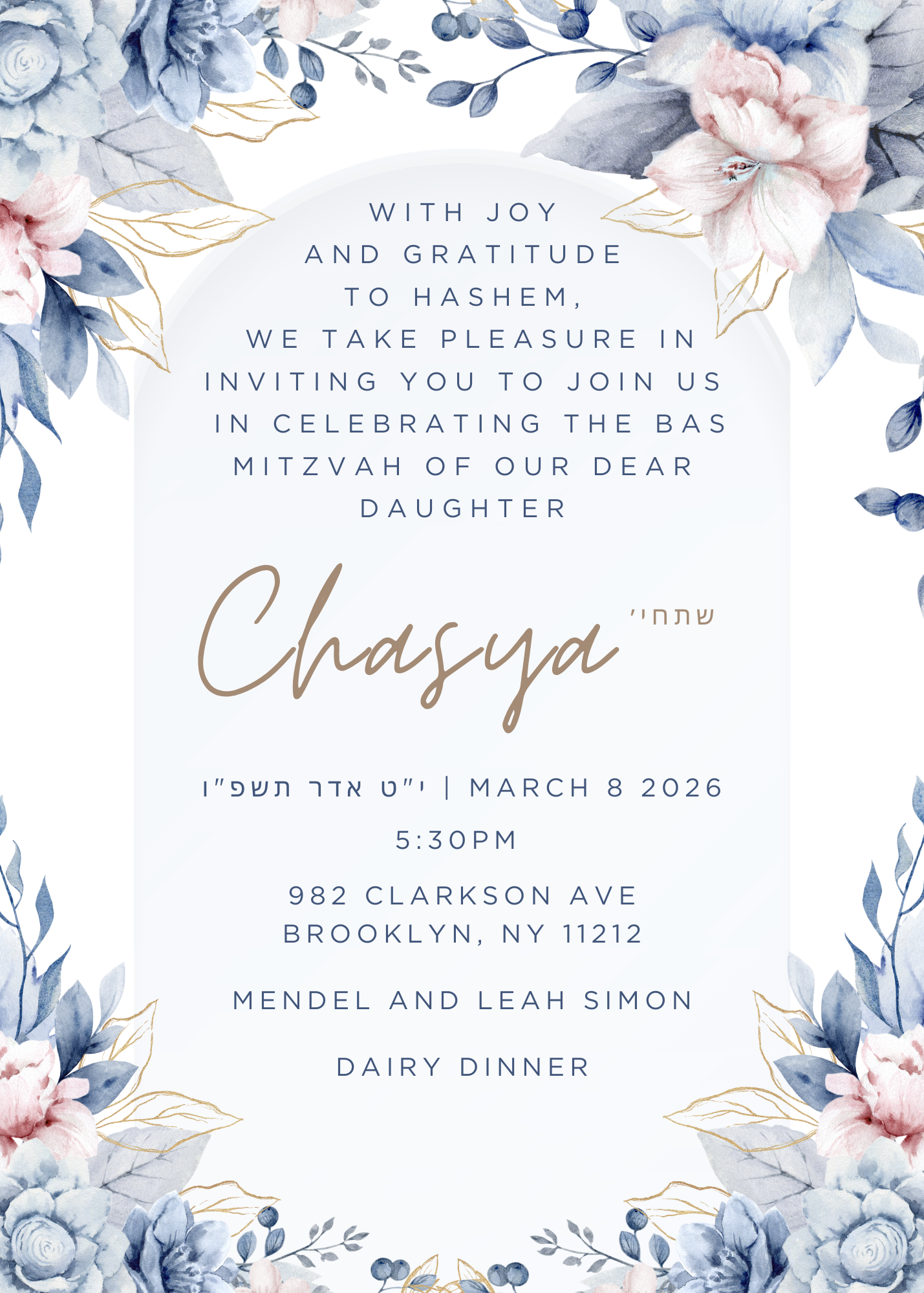 Bas Mitzvah Invitation
